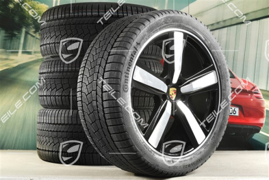 22-inch winter wheel set Cayenne Exclusive Design Sport, wheel rims 10J x 22 ET48 +11,5J x 22 ET52 + Continental winter tyres 285/40 R22 + 315/35 R22, black high gloss