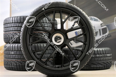 20" Turbo S Koła zimowe komplet do Carrera GTS, centralnie mocowane, felgi 8,5J x 20 ET51 + 11J x 20 ET52 + opony zimowe Pirelli Sottozero II 245/35 R20+295/30 R20, czarne (półmat), z czujnikami ciśnienia