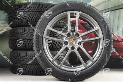 20" koła zimowe Cayenne COUPE Sport, komplet, felgi 9J x 20 ET50 + 10,5J x 20 ET55 + NOWE opony zimowe Michelin 275/45 R20 + 305/40 R20, z czujnikami ciśnienia, Platinum satynowy półmat