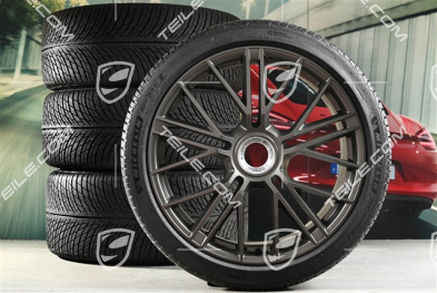 21" Panamera Turbo S Winterräder Satz, Zentralverschluss, Felgen 9,5J x 21 ET71 + 10,5J x 21 ET71 + NEUE Michelin Pilot Alpin 5 Winterreifen 275/35 R21 + 315/30 R21, Turbonit