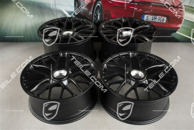 20" Turbo S Felgen Satz für GTS, Zentralverschluss, 8,5J x 20 ET51 + 11J x 20 ET52, in Schwarz-Seidenmatt, für Winterbetrieb