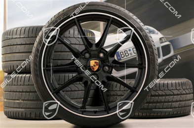 20" summer wheels set Carrera S III, rims 8.5J x 20 ET51 + 11J x 20 ET52 + NEW Pirelli P Zero summer tyres 245/35 ZR20 + 305/30 ZR20, with TPMS sensors, high-gloss black