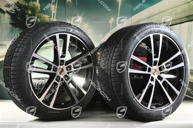 22" Koła zimowe, komplet, Sport Design, felgi 10J x 22 ET48 +11,5J x 22 ET52 + NOWE opony zimowe Continental 285/40 R22 + 315/35 R22, czarny wysoki połysk
