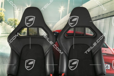 Bucket seats, collapsible, leather/Alcantara, black, L+R