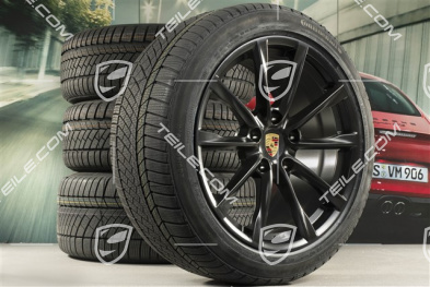 19-inch Boxster S winter wheels set, rims 8J x 19 ET57 + 10J x 19 ET45 + Continental WinterContact TS 830P winter tires 235/40 R19 +265/40 R19, black satin matt