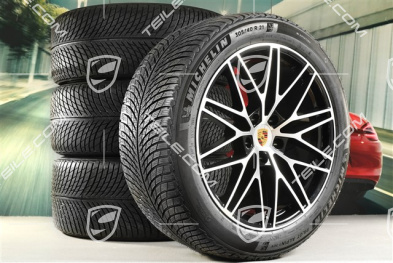 21" koła zimowe RS Spyder Design, komplet, felgi 9,5J x 21 ET46 + 11,0J x 21 ET58 + NOWE opony zimowe Michelin 285/45 R21 + 305/40 R21, z czujnikami ciśnienia, czarny wysoki połysk