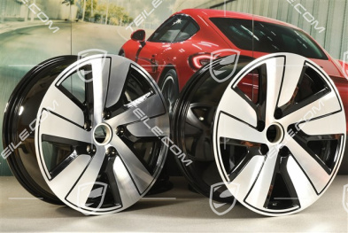 19-inch Taycan S wheel rim set, 8J x 19 ET50 + 10J x 19 ET47, black high gloss + glossy Surface