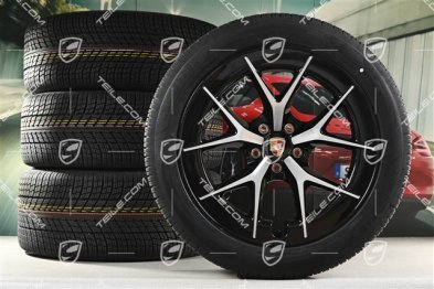 21" Cayenne RS Spyder Design winter wheel set, wheel rims 9,5J x 21 ET16 + 11J x 21 ET37 + Goodyear UltraGrip Performance 3 SUV winter tyres 275/45 R21 + 315/40 R21, black high gloss
