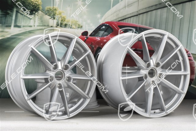 20+21" Komplet felg Carrera S, felgi: przednie 8,5J x 20 ET53 + tylne 11,5J x 21 ET67, srebrny brylantowy chrom