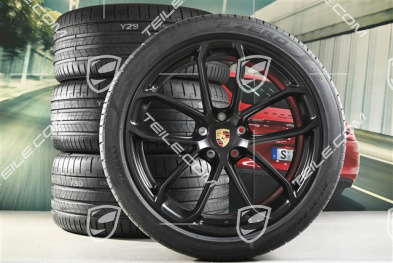 22-inch wheel set Cayenne GT Coupé, wheel rims 10J x 22 ET48 + 11,5J x 22 ET52 + Pirelli summer tyres 285/40 ZR22 + 315/35 ZR22, black satin-matt