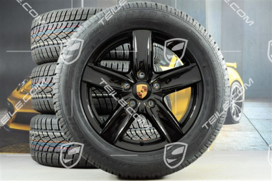 18" Koła zimowe Cayenne S III, felgi 8J x 18 ET53 + opony zimowe Dunlop 255/55 R18, z czujnikami ciśnienia RDK, czarny wysoki połysk