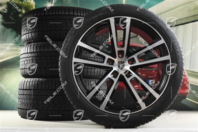 22" Koła zimowe, komplet, Sport Design, felgi 10J x 22 ET48 +11,5J x 22 ET52 + NOWE opony zimowe Continental 285/40 R22 + 315/35 R22, czarny wysoki połysk