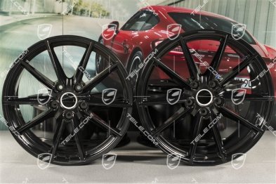 20+21-inch wheel rim set Carrera S, rims: front 8,5Jx20 ET53+ rear 11J x 21 ET66 in black high gloss