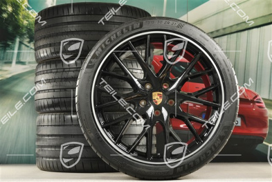 21" Koła letnie Panamera SportDesign, felgi 9,5J x 21 ET71 + 11,5J x 21 ET69 + NOWE opony letnie Michelin 275/35 ZR21 + 315/30 ZR21, z czujnikami ciśnienia