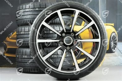20" Carrera Classic koła letnie komplet, felgi 8J x 20 ET57 + 10J x 20 ET45 + NOWE opony letnie Pirelli 235/35 ZR20 + 265/35 ZR20, z czujnikami ciśnieniam, czarny połysk