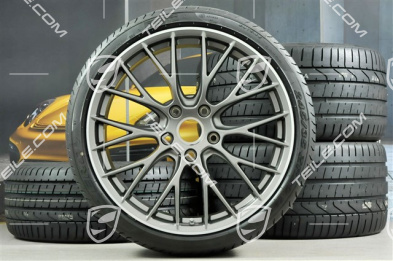 20" Sommerräder Satz RS SPYDER Design, Felgen 8,5J x 20 ET49 + 11,5J x 20 ET56 + Sommerreifen 245/35 R20 + 305/30 R20, in Platinum (seidenglanz)