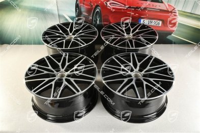21-inch wheel rim set Cayenne RS Spyder Design, 11J x 21 ET58 + 9,5J x 21 ET46, black high gloss