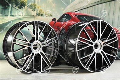 21" Panamera Turbo S Felgensatz, Zentralverschluss, 9,5J x 21 ET71 + 10,5J x 21 ET71, schwarz hochglanz