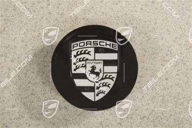 Center cap, concave, crest black/silver, black high gloss