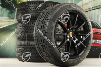 20" Cayenne Design Winterräder Satz, Felgen 9J x 20 ET50 + 10,5J x 20 ET64 + Pirelli Winterreifen 275/45 R20 + 305/40 R20, mit RDK-Sensorenm, in Schwarz Hochglanz