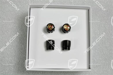 Valve cap, black, crest coloured, set for TPM
