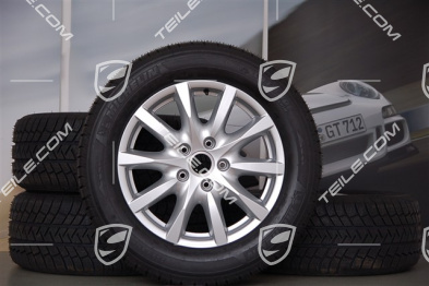 18" Komplet kół zimowych Cayenne, felgi 8J x 18 ET53 + opony Michelin 255/55 R18 109V XL M+S,  bez czujników ciśnienia RDK