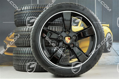 19" Winterräder Satz Cayman S, 8J x 19 ET57 + 9,5J x 19 ET45, Continental WinterContact TS 830P Winterreifen 235/40 R19 + 265/40 R19, mit RDK-Sensoren, Schwarz