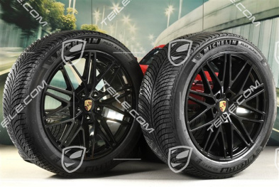 21" koła zimowe RS Spyder Design, komplet, felgi 9,5J x 21 ET46 + 11,0J x 21 ET58 + opony zimowe Michelin 285/45 R21 + 305/40 R21, z czujnikami ciśnienia, czarny wysoki połysk