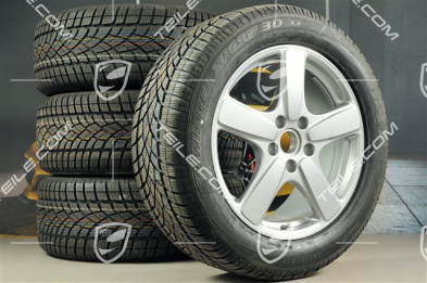 19" winter wheels set Cayenne Sport Classic, rims 8,5J x 19 ET59 + Dunlop winter tires 265/50 R19, GT-Silver Metallic, with TPM