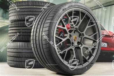 20"+21" koła letnie, komplet RS Spyder Design, felgi 8,5J x 20 ET53 + 11,5J x 21 ET67 + opony letnie Goodyear 245/35 R20 + 305/30 R21, z czujnikami ciśnienia, platinum satynowy półmat