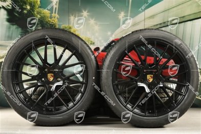 21" Cayenne RS Spyder Sommerräder Satz, Felgen 9,5J x 21 ET46 + 11,0J x 21 ET49 + NEUE Pirelli P Zero Sommerreifen 285/40 R21 + 315/35 R21, schwarz seidenmatt