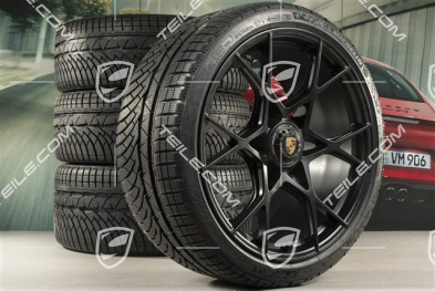 20" koła zimowe do GT4RS i Spyder RS, komplet, felgi 8J x 20 ET57 + 10J x 20 ET45, opony zimowe Michelin 235/35 R20 + 275/30 R20, czarne (satynowy półmat), z czujnikami ciśnienia