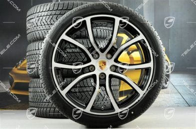 21-inch Cayenne Exclusive Design winter wheel set, rims 9,5J x 21 ET46 + 11,0J x 21 ET58 + NEW Pirelli winter tyres 275/40 R21 + 305/35 R21, with TPMS, Jet Black Metallic