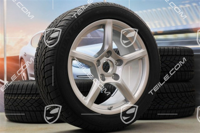 18" Boxster Winterräder Satz, 8J x 18 ET57 + 9J x 18 ET47 + Winterreifen Dunlop 235/45 R18 + 265/45 R18, mit RDK-Sensoren