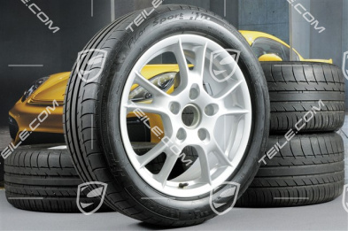17-inch Boxster II summer wheel set, front 6,5J x 17 ET55 + rear 8J x 17 ET40 + NEW summer tyres