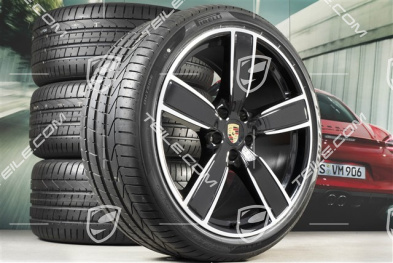 22" Koła letnie Sport Classic, komplet, felgi 10J x 22 ET48 + 11,5J x 22 ET61 + opony letnie Pirelli 285/35 ZR22 + 315/30 ZR22, czarny perłowy metalik / Jet Black Metallic, z czujnikami ciśnienia