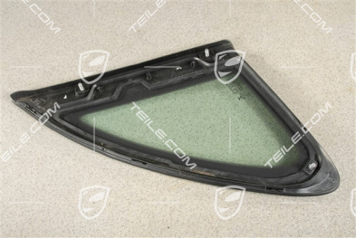 Side window with moulding, aluminium package Black, Green heat-Insulating glass in rear, L