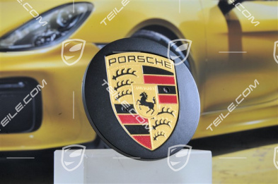 Hub cap, convex, crest coloured, black satin matt