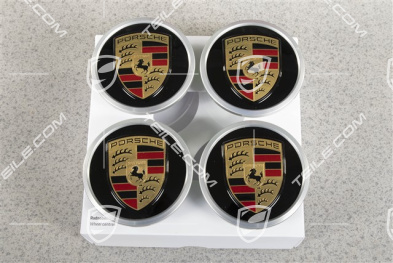 Radzierdeckel Satz (4 Stück), schwarz hochglanz/silber