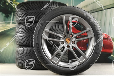 21" Cayenne Turbo II Design Winterräder Satz, Felgen 9,5J x 21 ET46 + 11,0J x 21 ET49 + Michelin Winterreifen 275/40 R21 + 305/35 R21, mit RDK-Sensoren, Vesuvgrau