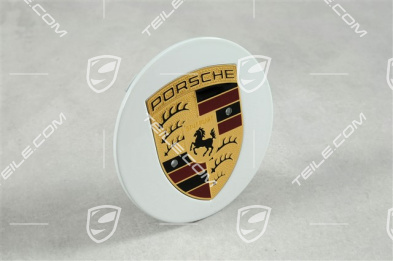 Radzierdeckel, rund, konvex, Porschwappen farbig, Weiss