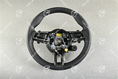 Multifunction steering wheel, sport chrono, heated, black leather/carbon/platinum