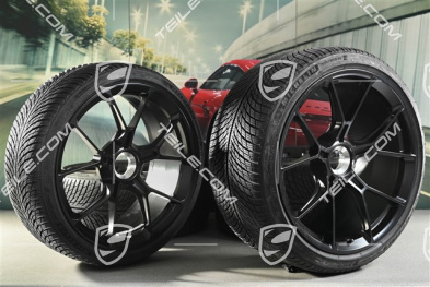 20"+21" GT3 / GT3RS winter wheels, complete set, centre-lock rims 9J x 20 ET43 + 11.5J x 21 ET46 + Michelin Pilot Alpin 5 winter tyres 245/35 R20 + 305/30 R21, satin black matt