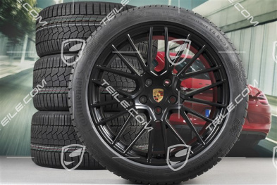 21-inch Cayenne RS Spyder winter wheel set, rims 9,5J x 21 ET46 + 11,0J x 21 ET58 + Continental winter tyres 275/40 R21 + 305/35 R21, with TPMS, black satin matt