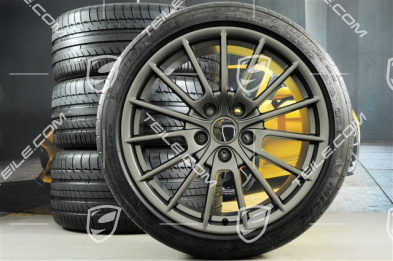 20-inch Panamera Sport summer wheel set, 2 x 9,5J x 20 ET 65 + 2 x 11,5 J x 20 ET 63, Michelin summer tyres 255/40 ZR20 + 295/35 ZR20, Platinum