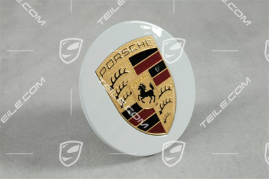 Radzierdeckel, rund, konvex, Porschwappen farbig, Weiss