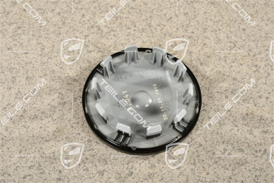 Wheel hub cap, crest coloured, Glossy black/ Glossy black outer ring