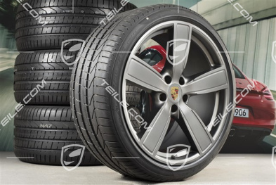 22" Koła letnie Sport Classic, komplet, felgi 10J x 22 ET48 + 11,5J x 22 ET61 + opony letnie Pirelli 285/35 ZR22 + 315/30 ZR22, Platinum satynowy półmat, z czujnikami ciśnienia