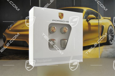 Valve cap, silver, crest coloured, set for TPM