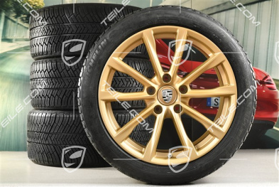 19" Boxster S Winterräder Satz, Felgen 8J x 19 ET57 + 10J x 19 ET45 + NEUE Michelin Pilot Alpin 4 Winterreifen 235/40 R19 + 265/40 R19, aurum seidenmatt